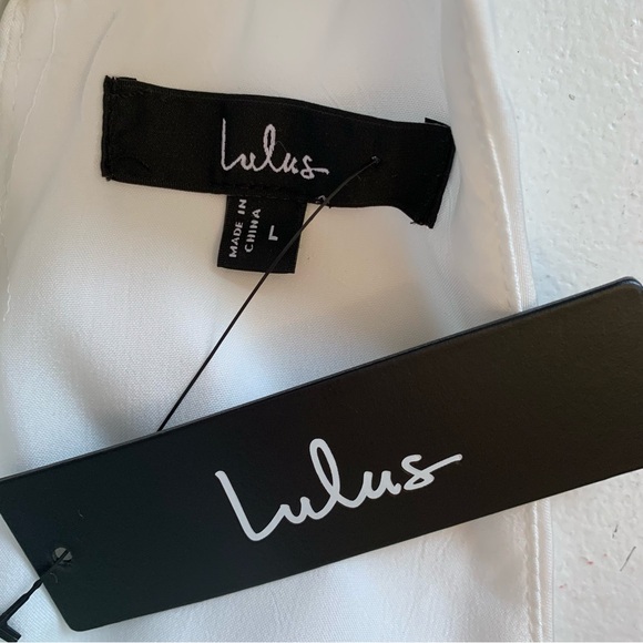 Lulus Distinctive Charm White Satin Asymmetrical Midi Dress Size Large NWT - Picture 13 of 17